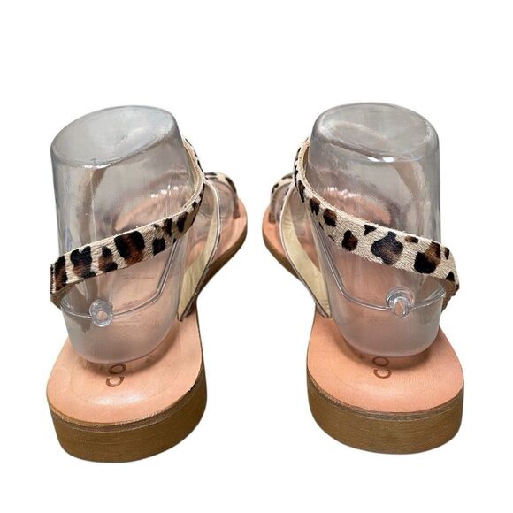 Cocabelle Leopard Print Sandals women’s 8.5 leather two strap made in Italy - Picture 4 of 7